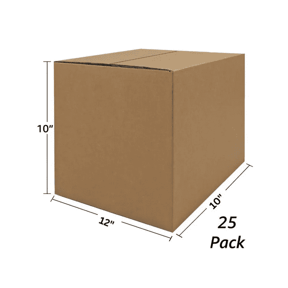 UOFFICE Single Wall Standard Shipping Mailing Boxes, 12" x 10" x 10", 25 Count, 1 Pack