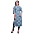 thumbnail image 1 of Bimba Robe Kurti Longue Imprimée Tunique Droite Manches 3/4 Robes pour Femmes Haut, 1 of 6