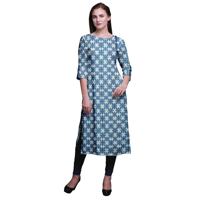 Bimba Kurtis Droits Imprimés pour Femmes Kurta à Manches 3/4 Tunique d'Été Robe