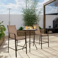 thumbnail image 3 of Costway Ensemble de 3 Pcs pour Terrasse Extérieure, Table de Bar et Tabouret, Hauteur, Dessus en Verre Trempé, 3 of 10