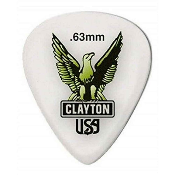 Clayton S63 Acetal Polymer Standard Guitar Picks- 0.63 mm - 72 Pieces