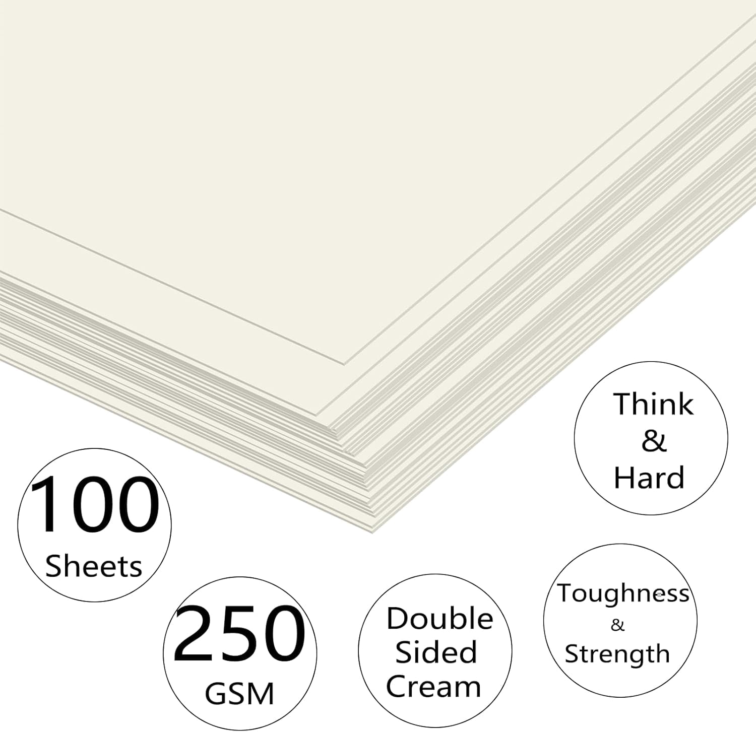 100 Sheets Cream Cardstock 8.5 x 11 Certificate Paper, 250GSM/92LB Ivory Card Stock Printer Paper for Invitation, Card Making, Crafts