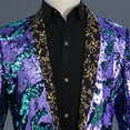 thumbnail image 4 of Abomasnow Mens Blazers Casual Button Down Lapel Tuxedo Jacket Lightweight Single Breasted Sequin Suit Coat Vintage Halloween Costumes Coats, 4 of 8