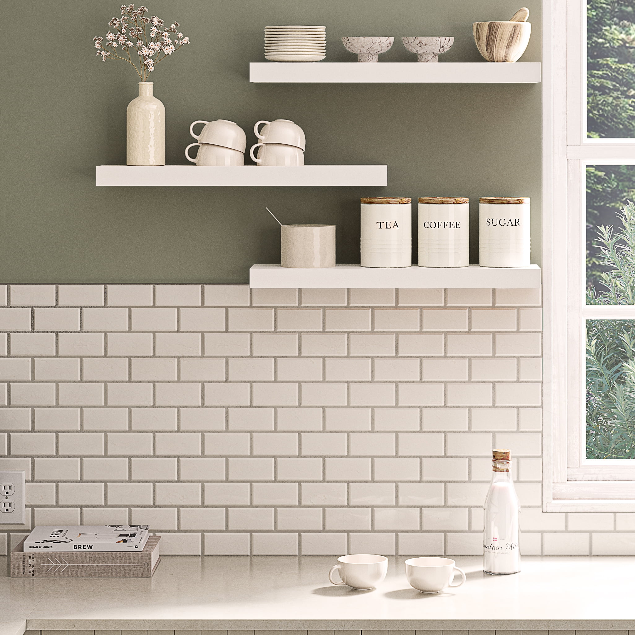 Ballucci 24" Floating Shelves for Wall, 3-Pack with Invisible Brackets, 6" Deep, White