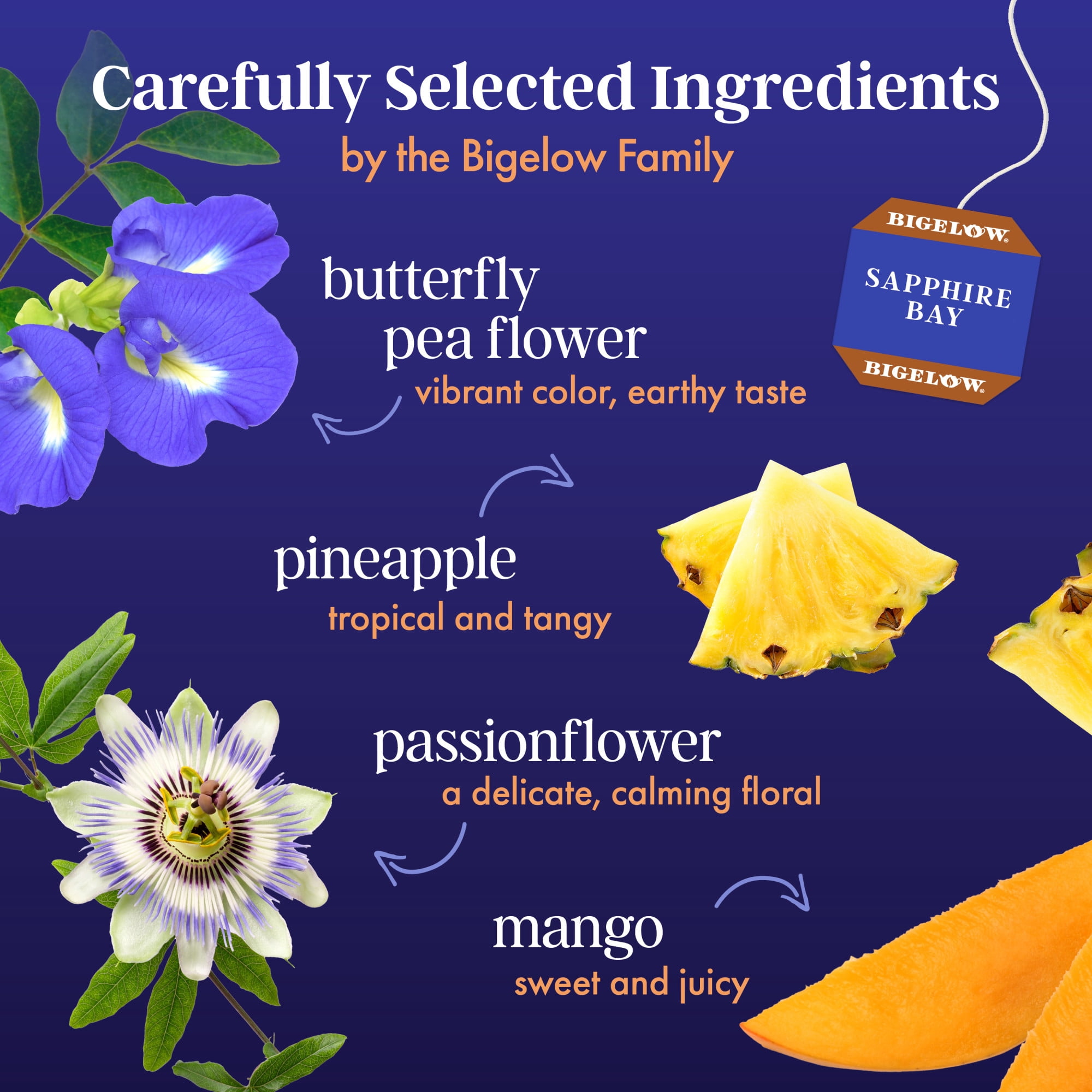 Bigelow Butterfly Pea Flower Sapphire Bay, Herbal Tea Bags, 18 Count