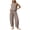 Brown, variant on DYTTDG Women's Gingham Print 2-Piece Outfit | Sleeveless Round Neck Top & Elastic Waist Wide Leg Pants Set with Pockets, Casual Lounge Set