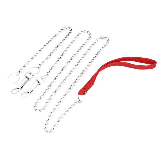 Unique Bargains Dog Red Hand Pulling Lead Stainless Steel Trigger Hook Chain Leash 1.64M Length