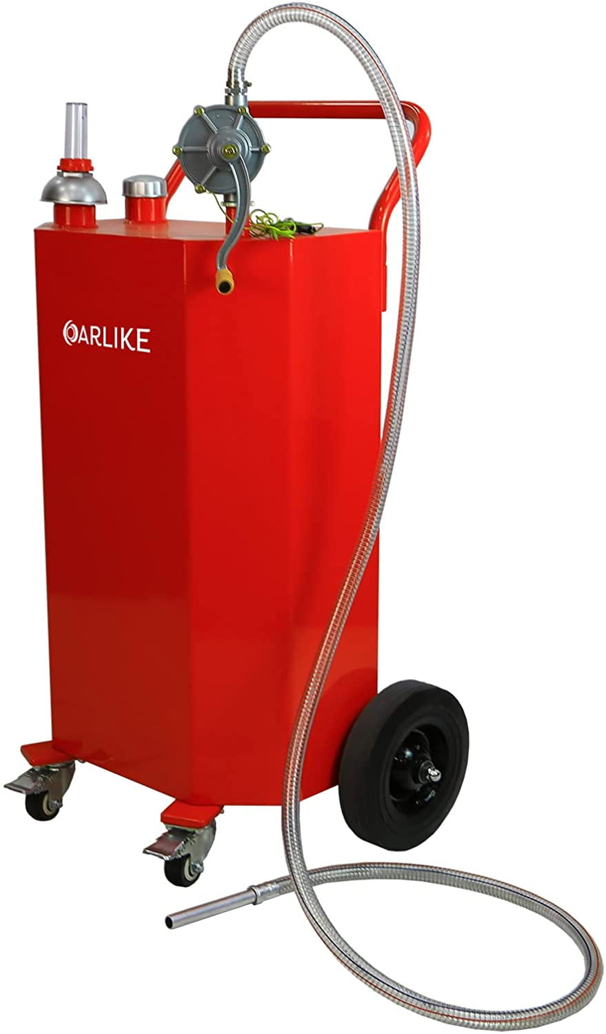 30 Gallon Gas Caddy Fuel Transfer Tank with Pump Gasoline Diesel Storage Tank Long Kink Free Hose for Car Boat ATV Red 