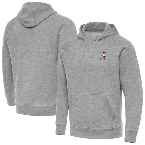 Men's Antigua Heather Gray Clemson Standing Tiger Golf Victory Pullover Hoodie
