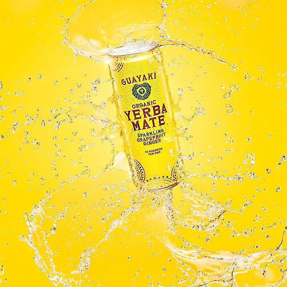 Guayaki Yerba Mate, Sparkling Clean Energy Drink Alternative, Organic Grapefruit Ginger, 12oz Cans (Pack of 12), 45 Calories Per Can, 80mg Caffeine