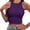 Dark Purple, variant on SGMVNU Women Casual Solid Color Basic Sleeveless High Neck Rib-Knit Y2k Crop Tank Top Size: L Blue