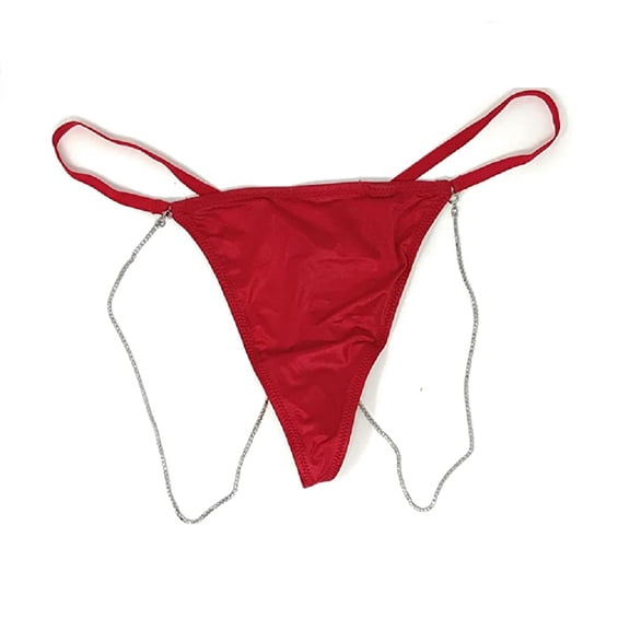 Victoria's Secret Very Sexy Bombshell Shine V-String Panty Lipstick Red Chains Size X-Large NWT