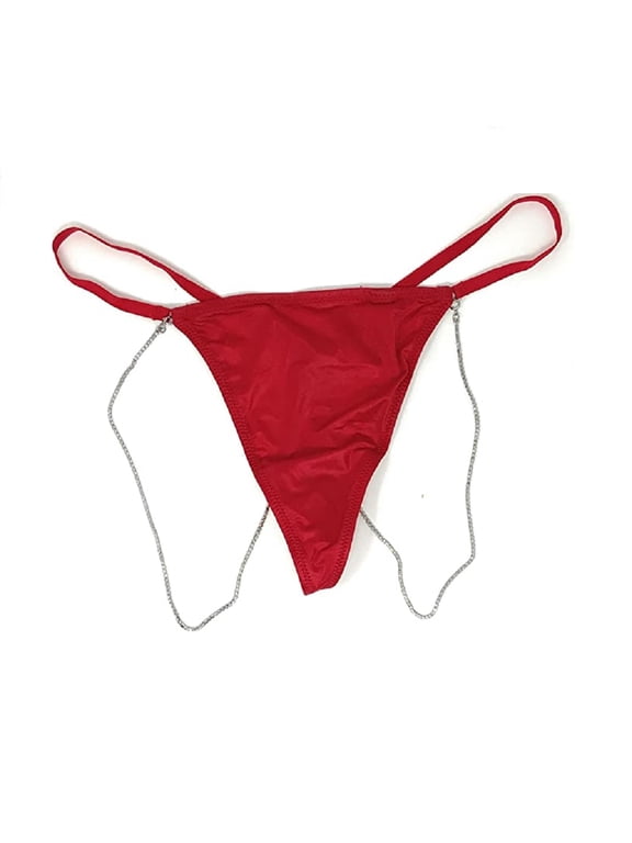 Very Sexy Bombshell Shine V-String Panty Lipstick Red Chains Size X-Large NWT