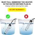 thumbnail image 5 of High Power 1500W/2000W Immersion Water Heater with Thermostat and Auto Shut-Off for Buckets Tubs and Small Pools, 5 of 8
