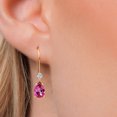 thumbnail image 3 of Gem Stone King 14K Yellow Gold Pure Pink Mystic Topaz and Lab Grown Diamond Teardrop Dangle Earrings for Women | 2.13 Cttw | Gemstone November Birthstone | Pear Shape 8X5MM and Round 2.5MM, 3 of 6