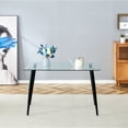 thumbnail image 6 of Tcbosik Modern Dining Table with Glass Top and Metal Legs, 47.2" Rectangular Kitchen Table for Kitchen Dining Room Living Room, Black, 6 of 6