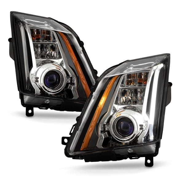 AKKON - Fit 2009-2014 Cadillac CTS-V LED Running [HID/Xenon] w/ AFS Projector Black Headlights Pair Driver Passenger Replacement