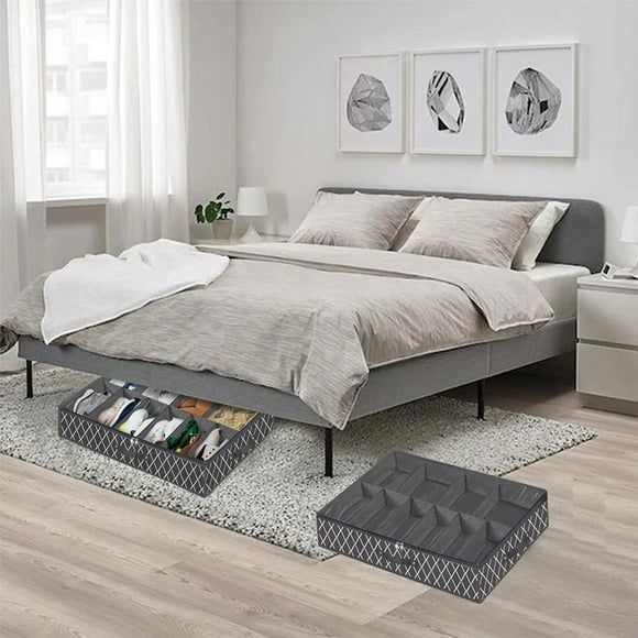 EGNMCR Under-bed Shoe Storage Box Transparent Packing Storage Box Foldable Non-woven Lattice Storage Bag,