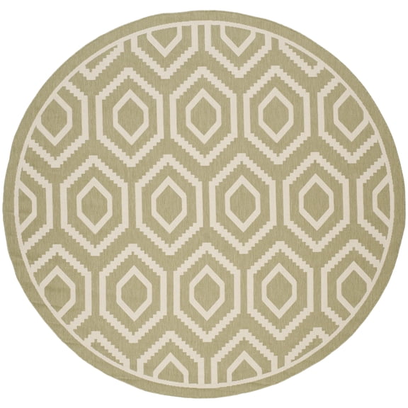 Safavieh Courtyard Amelia Geometric Indoor/Outdoor Area Rug, Green/Beige, 7'10" x 7'10" Round