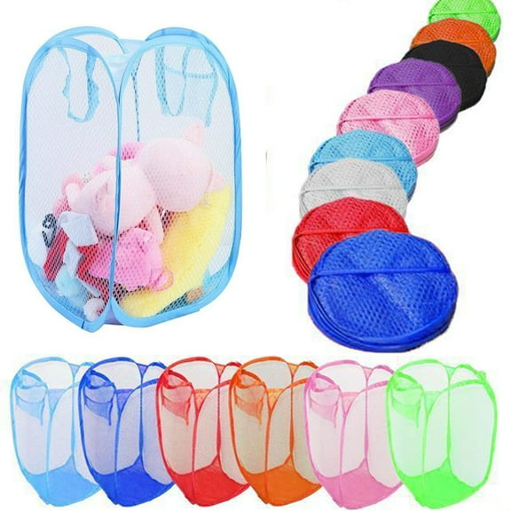 D-GROEE Multicolor Foldable Pop Up Mesh Washing Laundry Basket Bag Bin Hamper Toy Tidy Storage