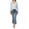 thumbnail image 2 of BLAZER CHIC para Mujeres Abierto Frontal Ropa de Trabajo Verano Chaqueta Corta Blanca Azul Floral XL, 2 of 6