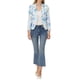 thumbnail image 2 of BLAZER CHIC para Mujeres Abierto Frontal Ropa de Trabajo Verano Chaqueta Corta Blanca Azul Floral XL, 2 of 6