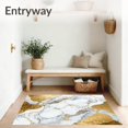 thumbnail image 3 of Flatwoven High Traffic Area Rug, Gold & Marble Artistic Swirls Bath, Non Slip, Stain Resistant, Washable Area Rugs for Living Room, Bedroom(White, 4X6), 3 of 8