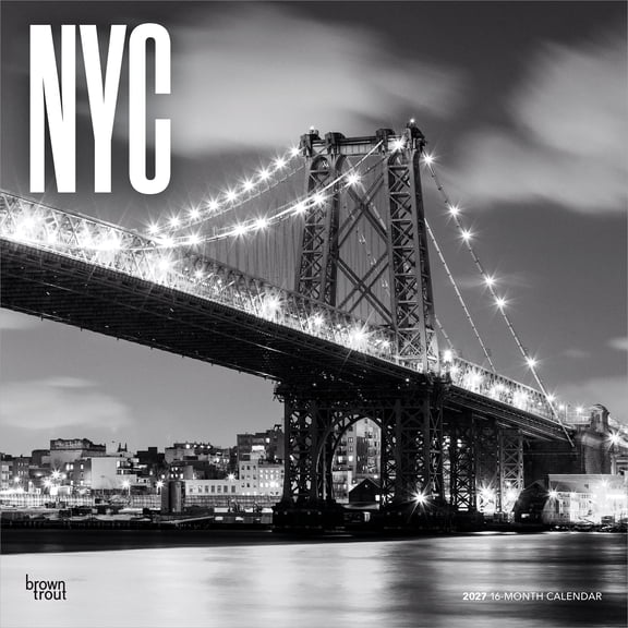 New York City Black & White | 2027 12x24" (Hanging) Wall Calendar | Plastic-Free