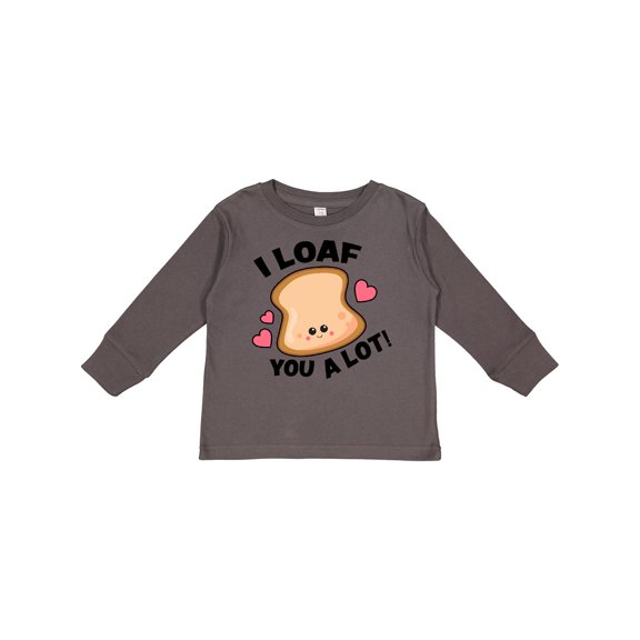 Inktastic I Loaf You a Lot with Cute Bread Clip Art Boys or Girls Long Sleeve Toddler T-Shirt