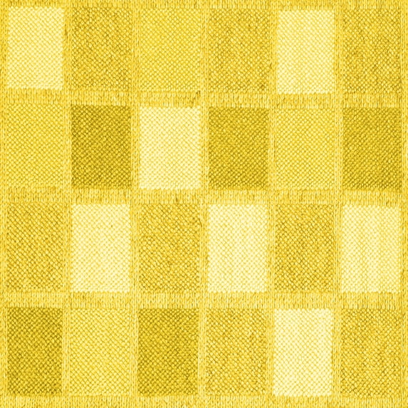 Ahgly Company Indoor Square Checkered Yellow Modern Area Rugs, 3' Square