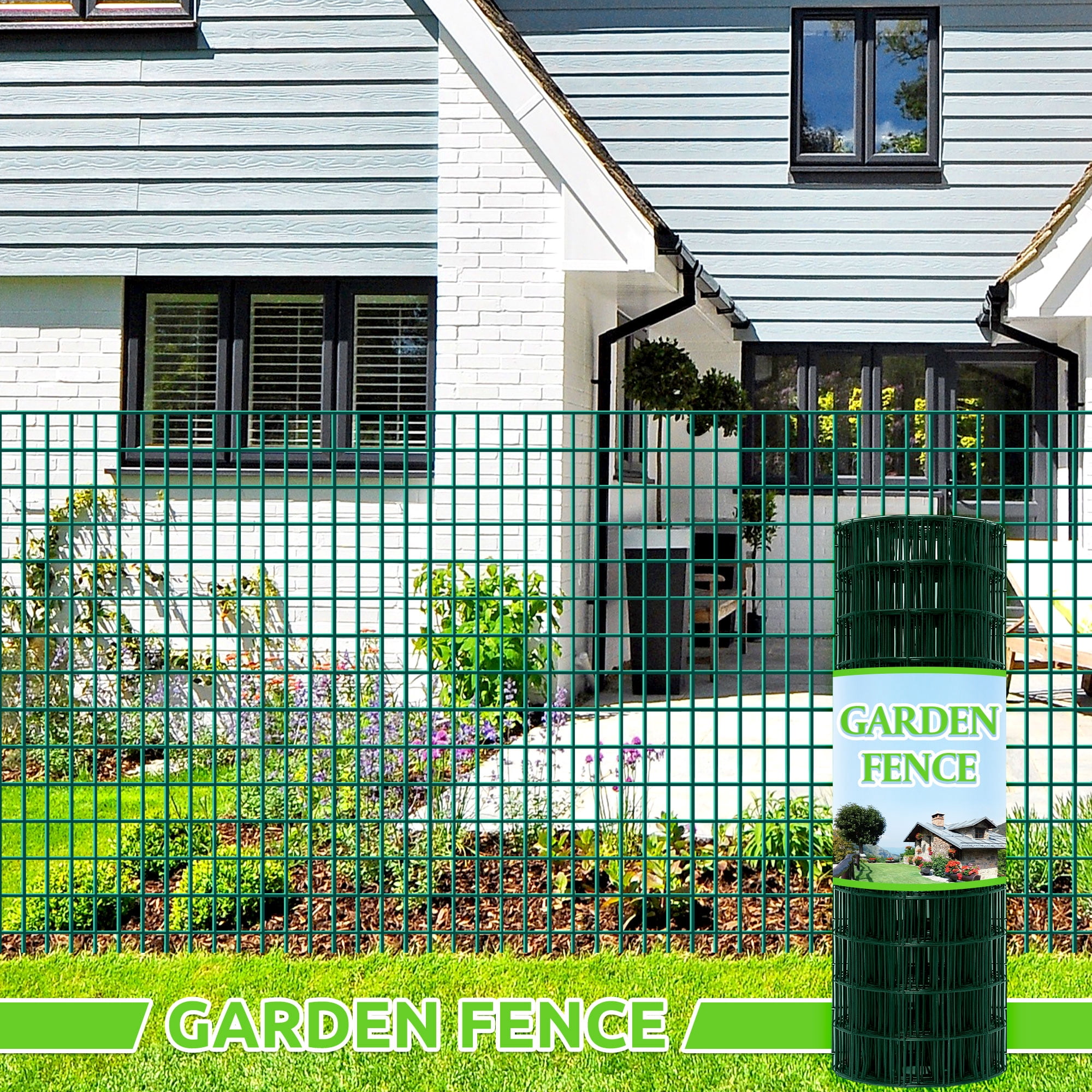 14GA Green Chicken Wire Fence Rolls Mesh Size 2"X3"60in(H)X 100ft(L)Heavy Duty Metal Garden Fence
