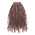 thumbnail image 5 of Sakmal Brown Skirt Women Ruffle Tulle Midi Tiered Solid Skirts for Women, 5 of 5