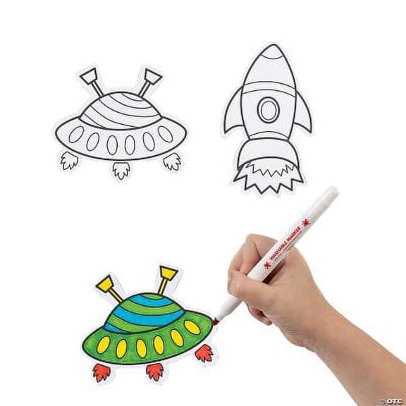 Fun Express Color Your Own Space Magnets Craft Kit Creative DIY Birthday Party Activity for Kids Fun Arts & Crafts Project Ideal for Arts & Crafts Parties Perfect for Creative Learning 12 Pieces