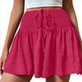 thumbnail image 1 of Pantalones Cortos de para Mujer, de Cintura Alta, con Pierna , Cómodos y Elásticos para Playa y Verano. Rosa Roja XXL, 1 of 6