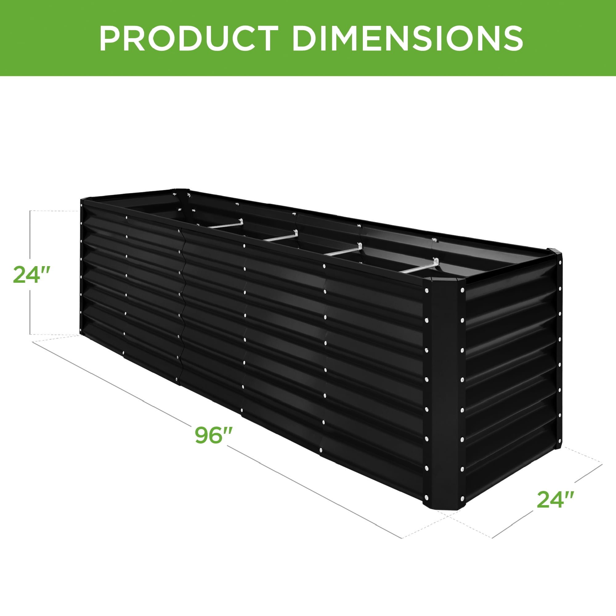 Best Choice Products 8x2x2ft Raised Metal Outdoor Garden Bed for Flowers Vegetables Herbs- Black