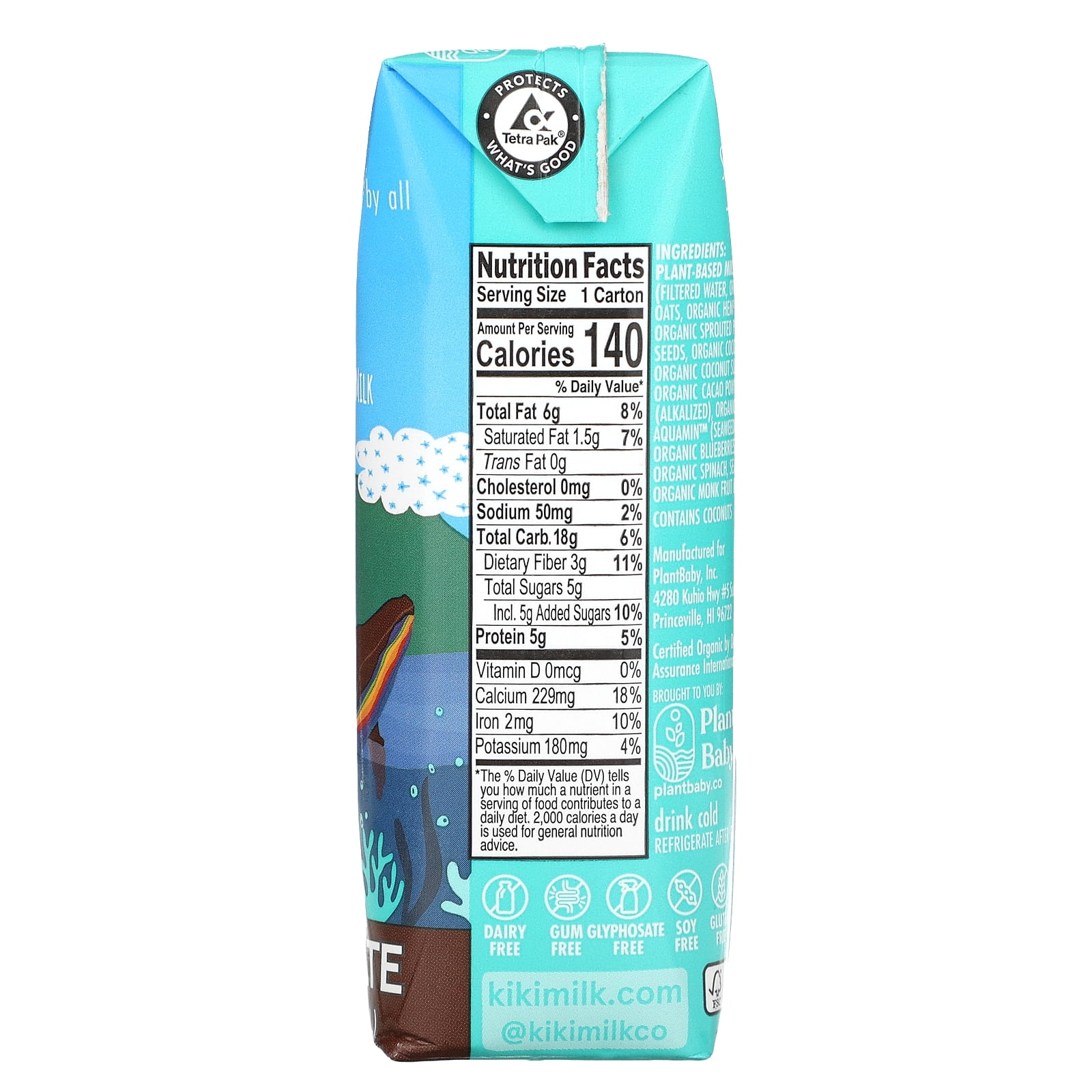 Kiki Milk Organic Plant-Based Chocolate Milk, 8 fl oz, Kids