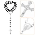 thumbnail image 3 of Collar de rosario con perla de vidrio negro y colgante de cruz de Jesús, regalos de oración católica., 3 of 7
