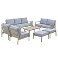 thumbnail image 2 of 7 Piece Aluminum Patio Furniture Set, Outdoor Sectional Sofa with Ottomans and Coffee Table, Garden Conversation Set with Armchairs, 2 of 7