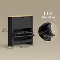 thumbnail image 3 of HOMCOM Armoire à Chaussures Étroite avec 2 Tiroirs Basculants Tablettes Ajustables, Noir, 3 of 10