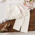 thumbnail image 4 of Futezty Toddler Baby Girl Outfits Infant Puff Sleeve Smocked Floral Tops Pants Cute Kids Girls 2Pcs Fall Winter Clothes Set 6M-4T, 4 of 7