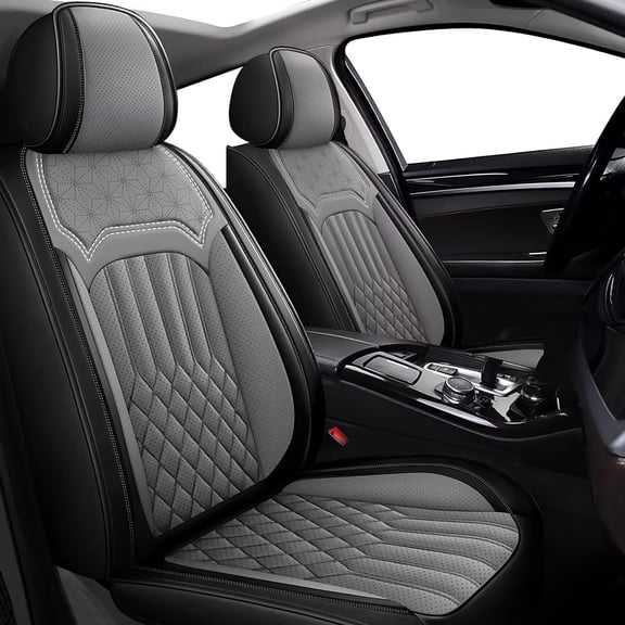 AOMSAZTO Car Seat Covers for Ford Fusion 2007-2020: 5 Seats Full Set Breathable Leather Car Seat Protectors - Gray
