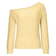 Womens Long Sleeve T Shirts Long Sleeve Tops Women Skew Collar Blouses Long Sleeve Long Sleeve Skew Collar Blouses