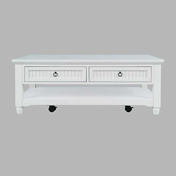 Jofran Westport Modern Farmhouse 50" Coffee Table With Storage and Caster Wheels