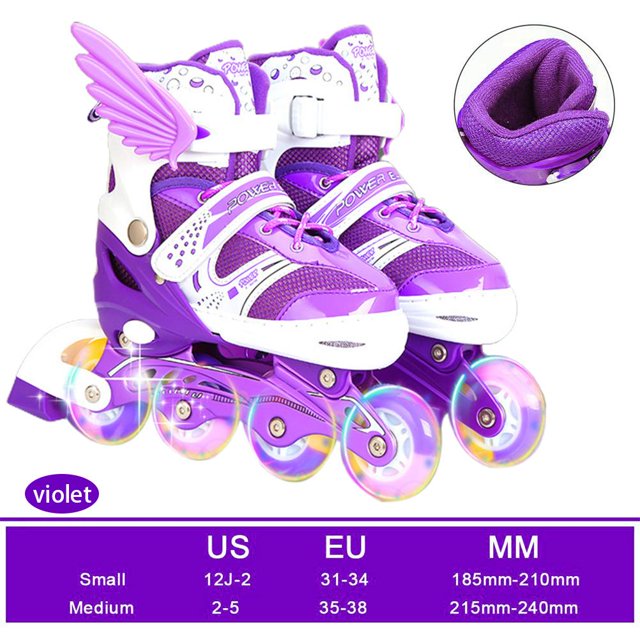 Patins en Ligne Lumineux pour Enfants Patins en Ligne Ajustables avec Roues Lumineuses Patins à Roulettes d'Extérieur et d'Intérieur pour Garçons et Filles