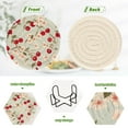thumbnail image 4 of 6 Pcs Flowers Cherry Print Drink Coasters with Holder Absorbent Coaster Sets Cup Heat-Resistant Hot Pads Mats for Bar Table Protection, 4 of 7