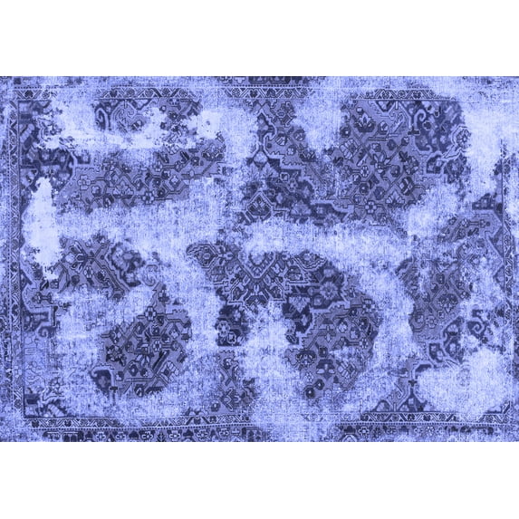 Ahgly Company Machine Washable Indoor Rectangle Abstract Blue Modern Area Rugs, 7' x 9'