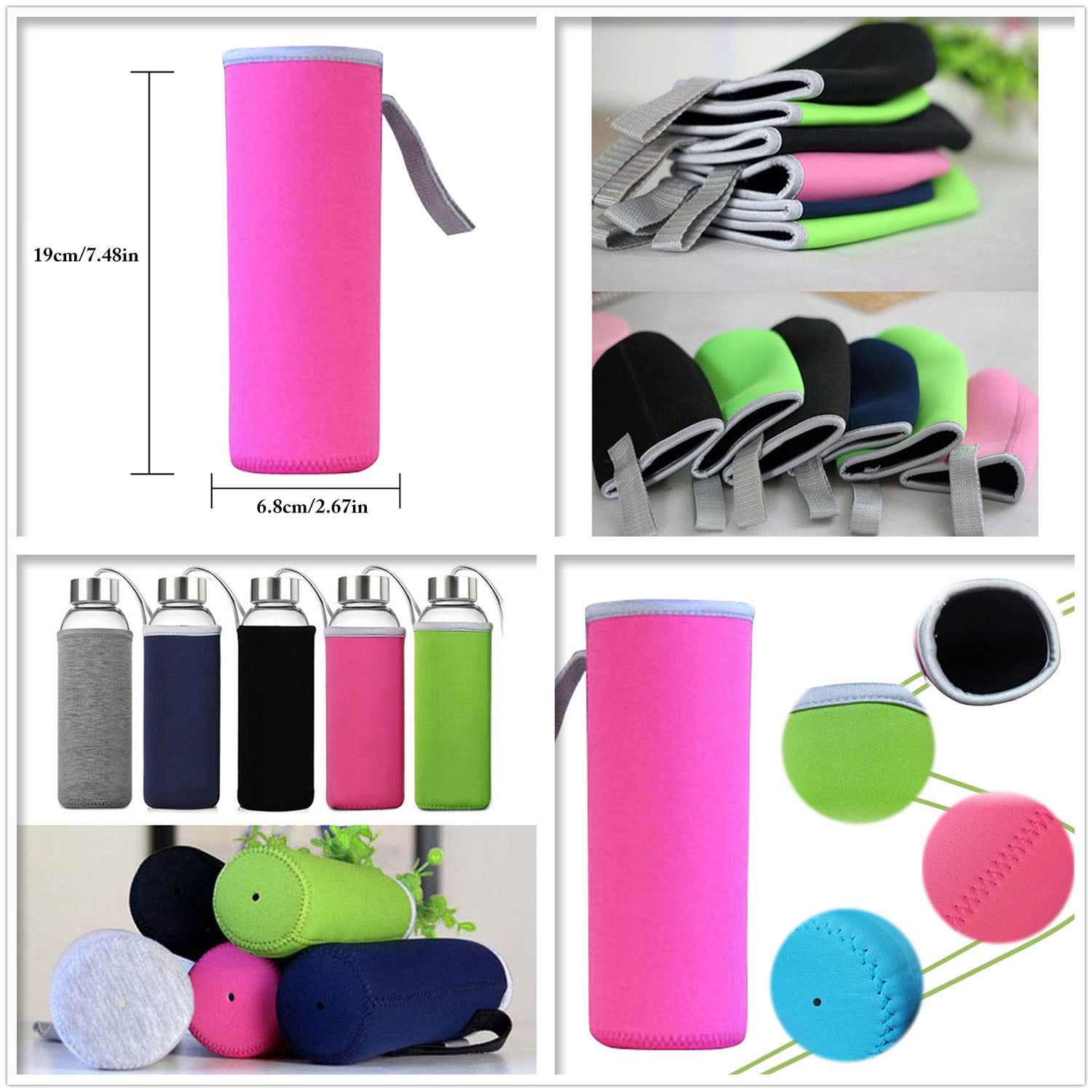 Portable Design High Quality Fabric Sports Bottle Cover Neoprene Insulator  Sleeve Bag Glass Water Bottle Cover Thermos Case - AliExpress