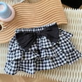 thumbnail image 2 of PINQI Party Sundress for Children Baby Girl Summer Thin Plaid Print with Bow Girls Ruffle Pleated Short Skirt Inside with Shorts, 2 of 7