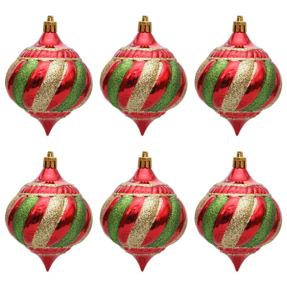 PTOOTP Set of 6 Bright Multi-Color Plastic Christmas Ornaments for Festive Holiday Home and Tree Decoration