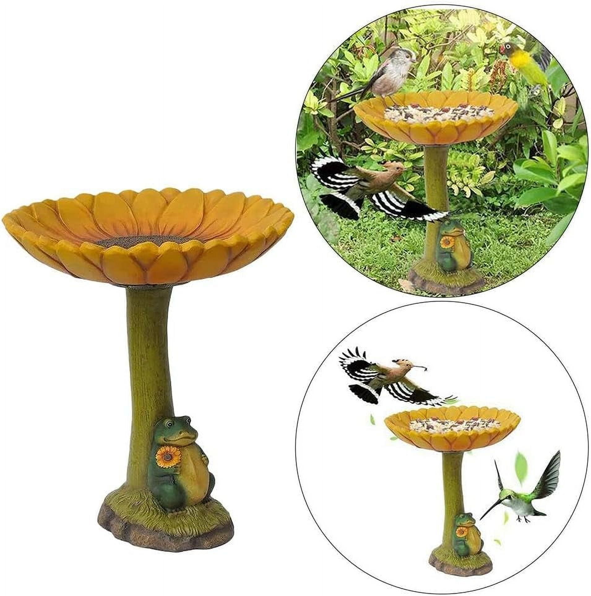 Bird Bath for Outside, Resin Rabbit Frog Ornament Birdbath, Antique Garden Bird Bath Bowl Statue Bird Drinking Feeder Decoration for Outdoor Patio Yard Lawn Backyard Desktop Tabletop Shelf